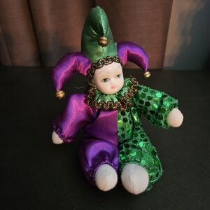 Hand painted porcelain head Jester doll